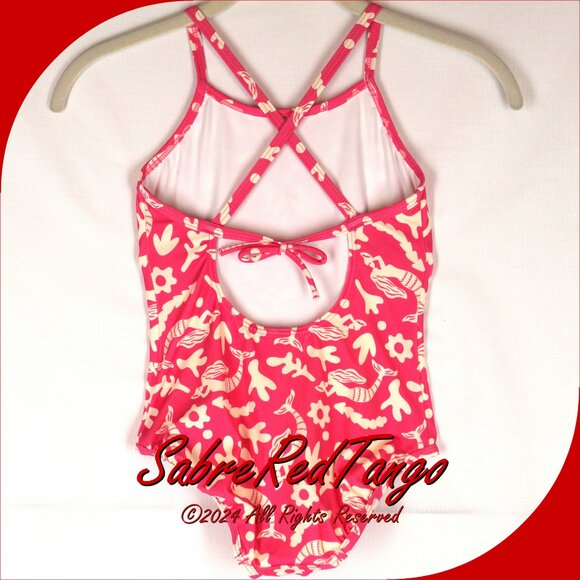 NWT Hanna Andersson Sunblock 1PC Swimsuit Merry Mermaids Pink Print 150 12 - Picture 4 of 5